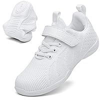 DADAWEN Youth Girls White Cheerleading Shoes Athletic Training Tennis Breathable Competition Cheer Sneakers