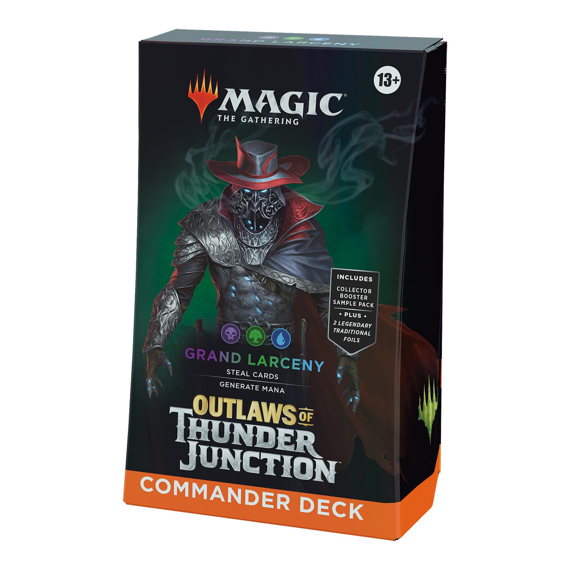 Magic: The Gathering Outlaws of Thunder Junction Commander Deck - Grand Larceny (100-Card Deck, 2-Card Collector Booster Sample Pack + Accessories)