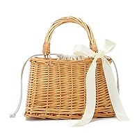 KUANG! Natural Handwoven Wicker Handbag Rattan Woven Basket Purse Straw Beach Tote Bags for Women