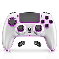 usergaing LED Ps4 Controller for PS4/Play-Station 4/Slim/Pro, White Custom Design with RGB Light, Advanced Buttons, TURBO, Headset, Dual Vibration