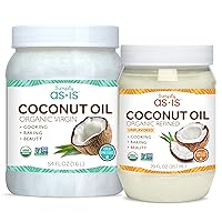 Simply as-is | Bundle of Cold-Pressed Organic Virgin (59 fl oz) & Refined Organic Coconut Oil (29 fl oz) | Cooking, Baking & Beauty