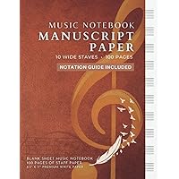 Music Notebook with Music Notation Guide: Manuscript Paper Wide Staff |100 Blank Staff Pages with 10 Staves | Blank Sheet Music Notebook: 8.5 in x11 ... | Includes Blank Table of Contents Sheets Music Notebook with Music Notation Guide: Manuscript Paper Wide Staff |100 Blank Staff Pages with 10 Staves | Blank Sheet Music Notebook: 8.5 in x11 ... | Includes Blank Table of Contents Sheets Paperback