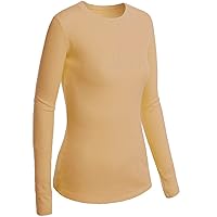 Active Basic Women Plain Basic Round Crew Neck Thermal Long Sleeves T Shirt Top