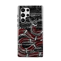BURGA Phone Case Compatible with Samsung Galaxy S22 Ultra - Hybrid 2-Layer Hard Shell + Silicone Protective Case -Poisonous Kiss Savage Red Snake - Scratch-Resistant Shockproof Cover