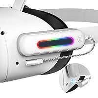 Battery Pack for Oculus Quest 2, 5000mAh Extended Power with Multi-Colors RGB Lights, Lightweight and Portable VR Extend Power Accessories for Extra 2-4H Playtime