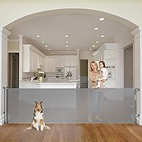 90 Inch Extra Long Baby Gate Retractable Dog Gate Outdoor Gates for Decks Indoor Child Gates for Wide Openings Extra Wide Retractable Baby Gate Retractable Gate Long Dog Gate for Doorway, Porch, Gray