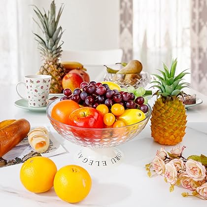 Liacere 2Pcs Plastic Fruit Bowls - Crystal Bowls - Fruit Bowl for Kitchen Counter - Plastic Fruit Holder - Fruit Basket Perfect for Fruit Storage & Serving & Cooking & Baking & Kitchen