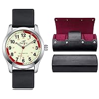 SIBOSUN Wrist Watch for Nurse, Medical Students,Doctors, Easy to Read Watches Quick Release Band Watch Roll Travel Case Watch Box Luxury PU Leather 3 Slot Travel Portable Jewelry Box Black