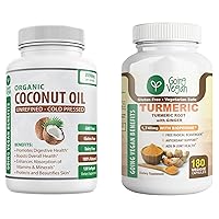 Organic Coconut Oil and Turmeric Curcumin, Ginger Capsules Bundle!