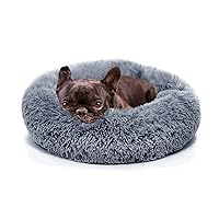 Small Calming Dogs Bed for Small Dogs Anti-Anxiety Machine Washable Fluffy Luxury Anti-Slip Waterproof Mute Base Warming Cozy Soft Pet Puppy Round Bed