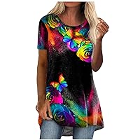Womens Tops Dressy Causal Summer 2023 Sexy V Neck Short Sleeve Tops Loose Comfy Tunic Blouse T Shirts Cute Clothes