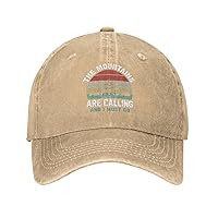 Mens Hats Drinking Party Vintage Hat for Men Funny Caps Light Weight The Mountains are Calling and I Must Go Gym Cap