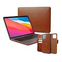 Dreem Bundle: Fibonacci Wallet-Case for iPhone 13 with Euclid MacBook Air Case 13-Inch Hard Cover - Caramel