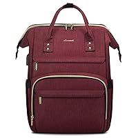 LOVEVOOK Laptop Backpack for Women,15.6 Inch Professional Womens Travel Backpack Purse Computer Laptop Bag Nurse Teacher Backpack,Waterproof College Work Bags Carry on Back Pack with USB Port,Wine Red