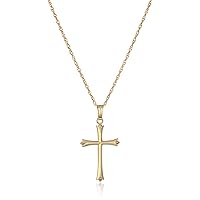 Amazon Essentials Ladies' 14k Gold Filled Polished Embossed Cross Pendant Necklace, 18