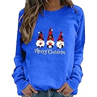 Merry Christmas Ladies Sweatshirts Cute Santa Claus Pullover Tops Round Neck Shirt Classic Long Sleeve Clothes