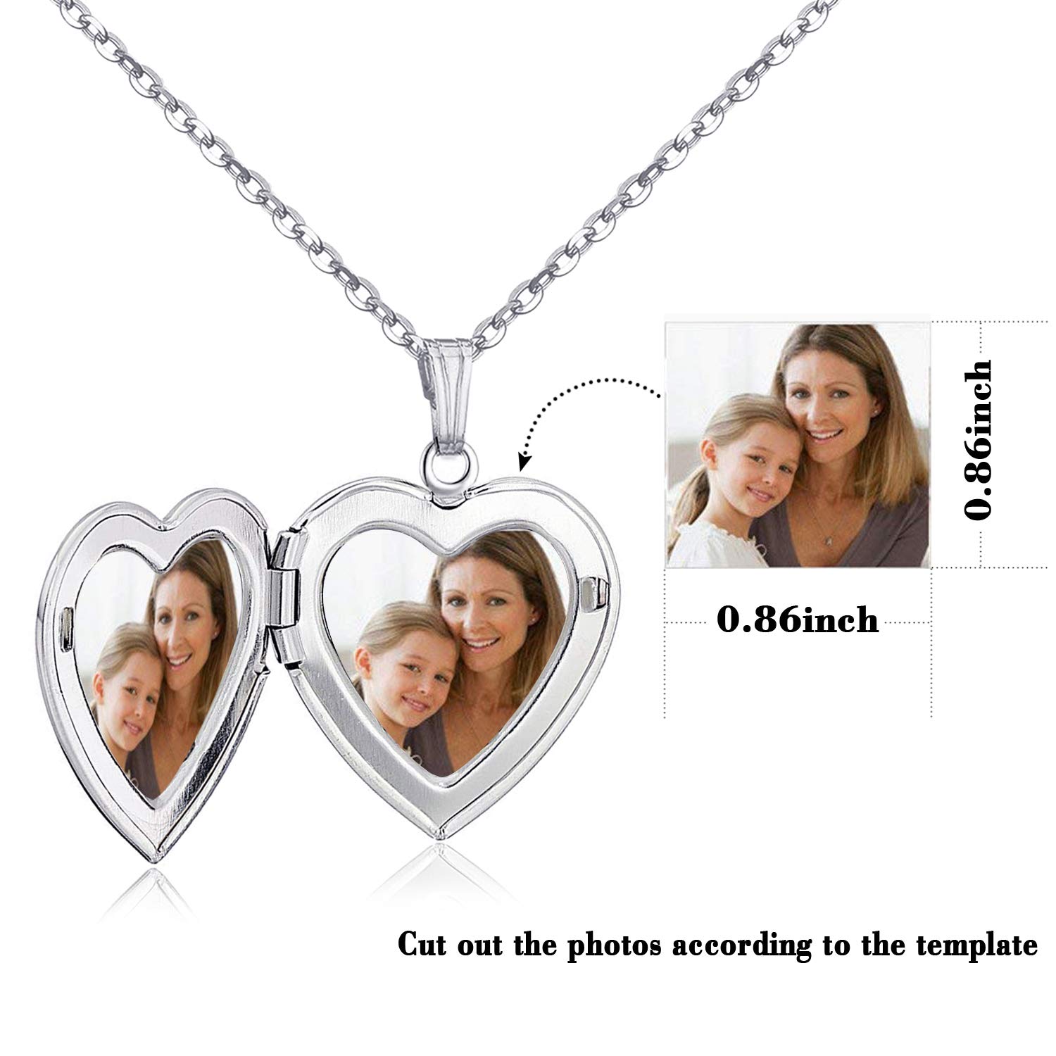 YOUFENG Love Heart Locket Necklace That Holds Pictures Engraved I Love You to the Moon and Back Photo Lockets