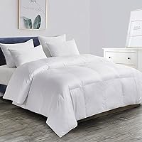 Home Fashions Blue Ridge Microfiber Light Weight Solid Duvet Insert Down Alternative All Season Bed Comforter-Hypoallergenic Polyester Fill Cooling, King, White