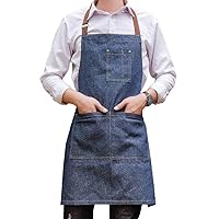 Unisex adjustable multi pocket denim apron for Chef Kitchen BBQ and Studio