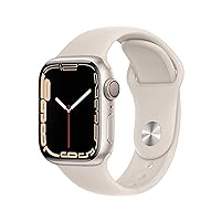Apple Watch Series 7 [GPS + Cellular 41mm] Smart Watch w/Starlight Aluminum Case with Starlight Sport Band. Fitness Tracker, Blood Oxygen & ECG Apps, Always-On Retina Display, Water Resistant