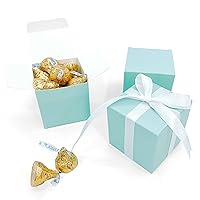 Turquoise Small Cube Candy Boxes Bulk Teal Blue Wedding Party Favors Gift Boxes Baby Bridal Shower Thank You Treat Candy Boxes Supplies, 2x2x2 inch, 50pc