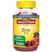 Extra Strength Zinc Supplements 30 mg, Dietary Supplement for Immune Health and Antioxidant Support, 60 Zinc Gummies, 30 Day Supply