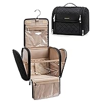 BAGSMART Makeup Bag for Women with Hanging Hook - Portable Cosmetic Case, Large Capacity Door Room Essentials Travel Organizer for Full Sized Cosmetics and Toiletries, Black