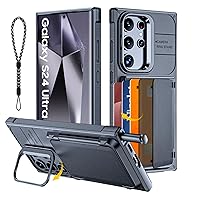 for Samsung Galaxy S24 Ultra Case with Card Holder (Store 4 Cards), with Camera Stand (3 Stand Ways)& Full Body Sturdy Non-Slip TPU Shockproof Wallet Cover for Galaxy S24 Ultra 6.8