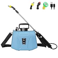 1.35 Gallon Battery Powered Sprayer, Upgrade Electric Sprayer with USB Handle, Telescopic Wand, 3 Mist Nozzles and Adjustable Shoulder Strap, Garden Sprayer for Gardening, Cleaning
