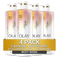 Cleansing & Moisturizing Womens Body Wash 4ct with Vitamin B3 and Hyaluronic Acid 26 fl oz (Pack of 4)