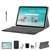 2023 Newest 2 in 1 Tablet, 10 inch Android 11, 128GB Storage+1TB Expand, 8 Core Android Tablet, 2.4g/5g Wifi, 13MP Dual Camera, with Keyboard, Case, Stylus, 7000mAh Battery, GPS, BT5.0, Parent control