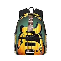 Guitar Bass Music Musical Instruments School Backpack For, Unisex Large Bookbag Schoolbag Casual Daypack For