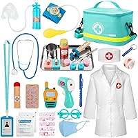 Sundaymot Doctor Kit for Kids, 34 Pcs Pretend Playset for Toddlers, Doctor kit for Toddlers 3-5, with Medical Bag, Stethoscope and Other Accessories, for Boys and Girls Fun Role Playing Game