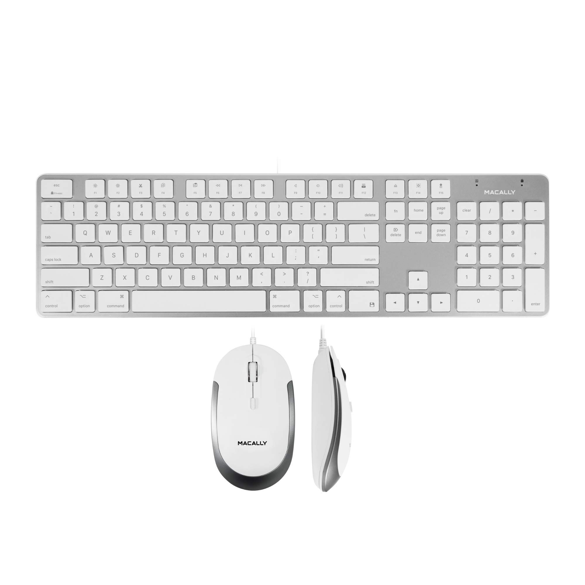 Macally Ultra Slim Wired Keyboard and a Silent Wired Mouse, Simplistic Apple Accessories