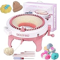 PureZoneA Knitting Machine, 48 Needles Smart Knitting Loom Machine with Row Counter, Knitting Rotating Double Knit Loom Machine Kit for Adults/Kids DIY Knit Scarf Hat Sock(Brown)