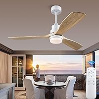 BOJUE 52 Inch Ceiling Fans with Light Remote Control,Indoor Outdoor Ceiling Fan for Patio Living Room,Bedroom,Office,Summer House,Etc