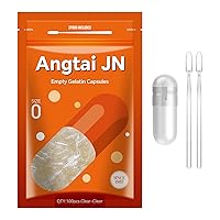Angtai JN Empty Capsules Size 0 - Clear Gelatin Capsules Empty (100 Count) with Two Miro Lab Spoons - Gel Capsules Empty - DIY Pure Bovine Capsule Filling - Kosher, Gluten Free - Non-GMO Certified
