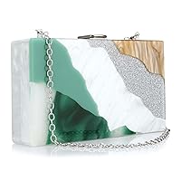 YYW Acrylic Purses and Handbags with Marbling for Women Elegant Banquet Evening Crossbody Handbag Box Clutch
