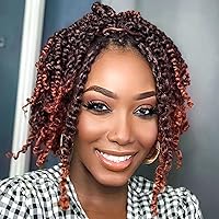 Passion Twist Hair - 8 Packs 10 Inch Passion Twist Crochet Hair For Women, Crochet Pretwisted Curly Hair Passion Twists Synthetic Braiding Hair Extensions (10 Inch 8 Packs, T350)