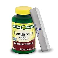 Spring Valley Fenugreek, 610 mg, 100 Count Fenugreek Capsules, General Wellness Dietary Supplement Vegetarian + 7 Day Pill Organizer Included (Pack of 1)