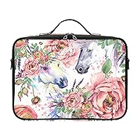 Unicorn Roses Cosmetic Bag for Women Travel Toiletry Bag with Handles Shoulder Strap Makeup Bag Accessories Organizer for Makeup Beginners Women Journey