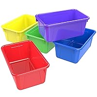 Storex 62414U05C Small Cubby Bin, Plastic Storage Container Fits Classroom Cubbies, Pack of 5, 12.2