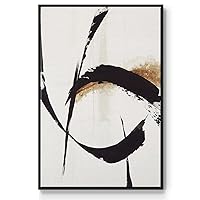 Renditions Gallery Canvas Wall Art Modern Home Prints Black Rustic Brush Strokes Abstract Black Floater Framed Paintings for Bedroom Office Kitchen - 17
