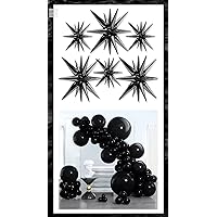 PartyWoo Black Balloons 85 pcs Different Sizes and Black Star Balloons 6 pcs
