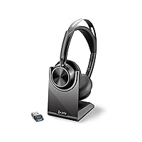 Poly Voyager Focus 2 UC Wireless ANC Headset with Mic & Charge Stand - Connect via Bluetooth to PC/Mac/Mobile - Works with Teams, Zoom & More