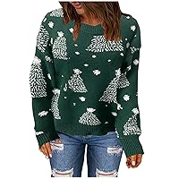 Women's Christmas Ugly Sweater Santa Hat Patterns Xmas Knitted Tops Long Sleeve Crewneck Casual Pullover Jumpers