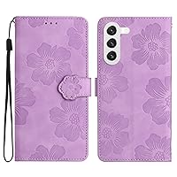 Galaxy S24 Plus Case Wallet for Women, Card Holder Folding Flip Design Flower Embossing Leather Magnetic Folio Cover Compatible with Samsung Galaxy S24 Plus (Purple)