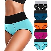 OLIKEME High Waisted Underwear for Women Tummy Control Cotton Plus Size Full Coverage Slimming Packs Ladies Panties Briefs