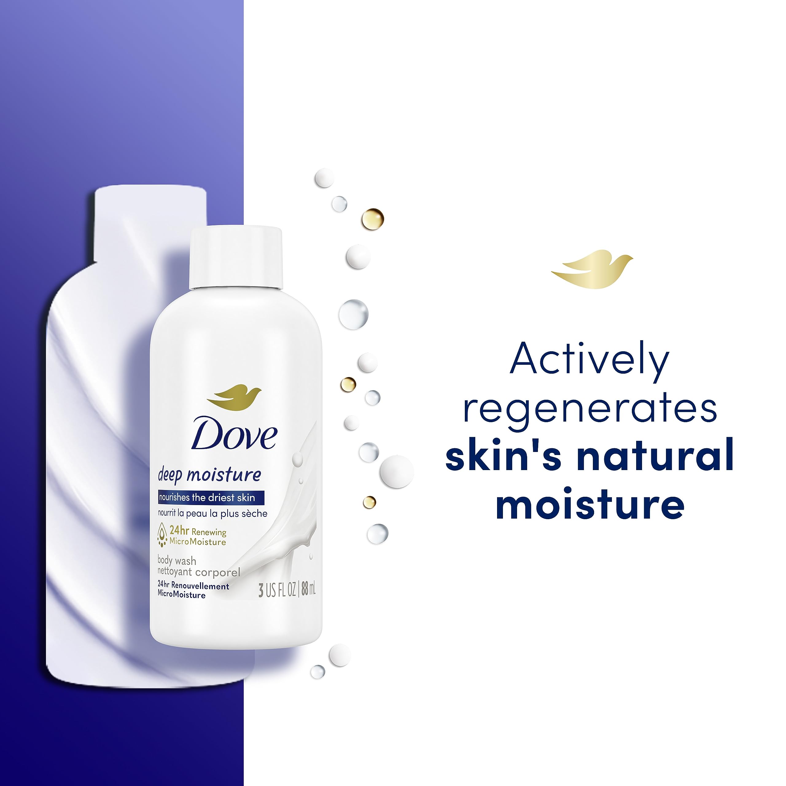 Dove Body Wash Deep Moisture for Dry Skin Body Wash with 24hr Renewing MicroMoisture Nourishes The Driest Skin 3 oz