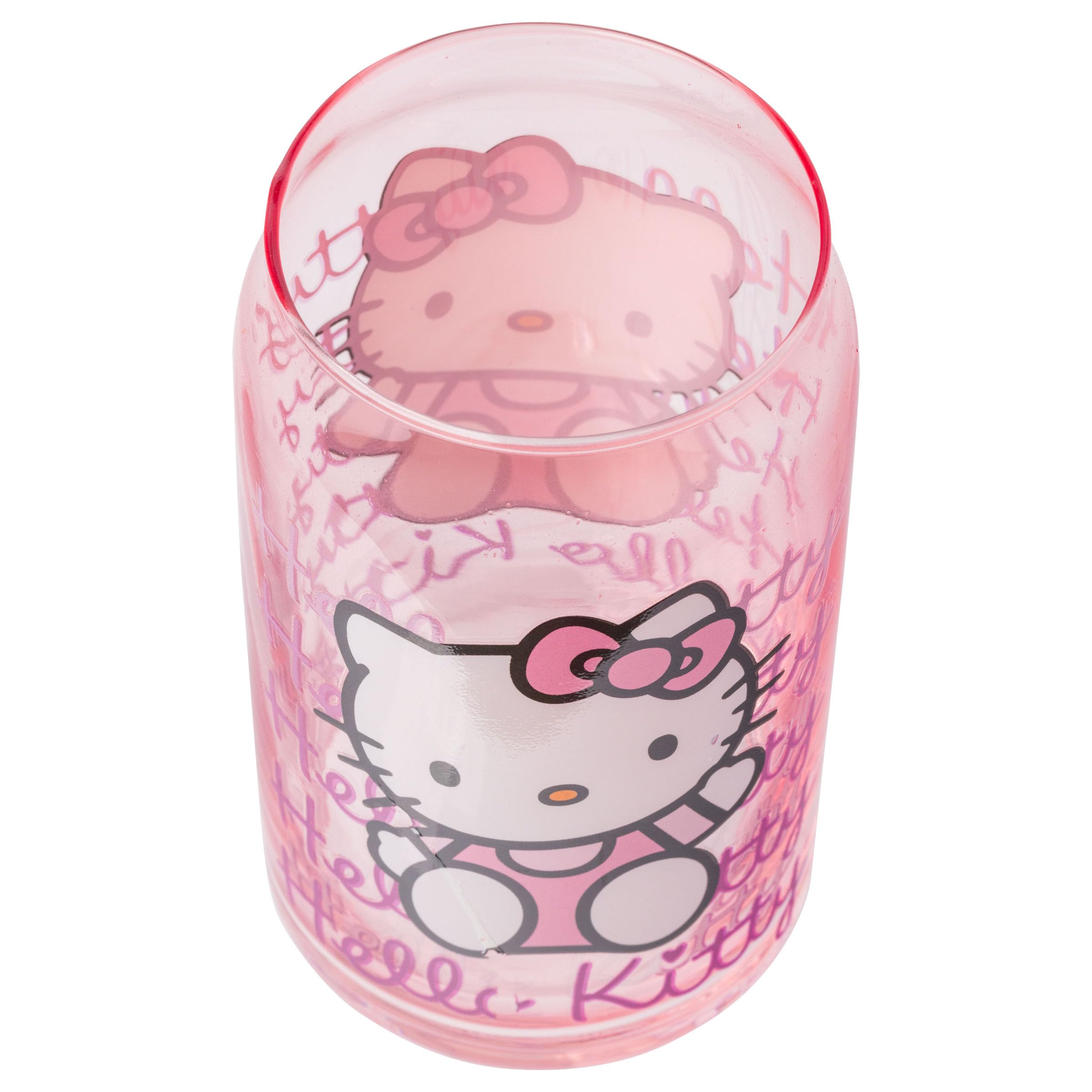 Silver Buffalo Sanrio Hello Kitty Glass Tumbler with Bamboo Lid and Glass Straw, 16 Ounces